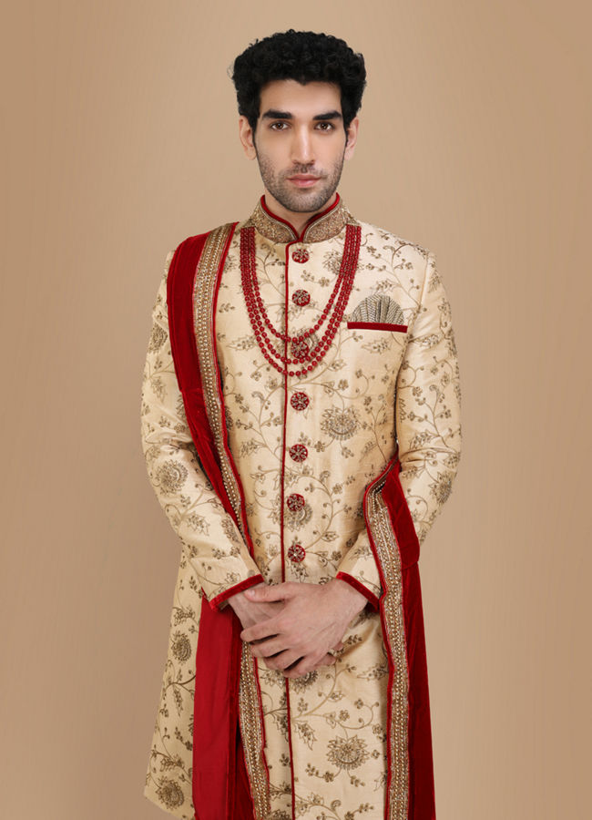 alt message - Manyavar Men Majestic Embroidered Traditional Sherwani image number 0